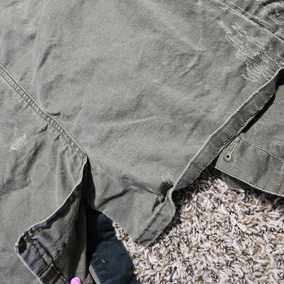 Free people revolve military green jacket button small black distressed crop - Picture 3 of 10